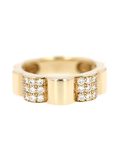 Pre-owned Chanel 2000's Camélia Diamond Yellow Gold Ring