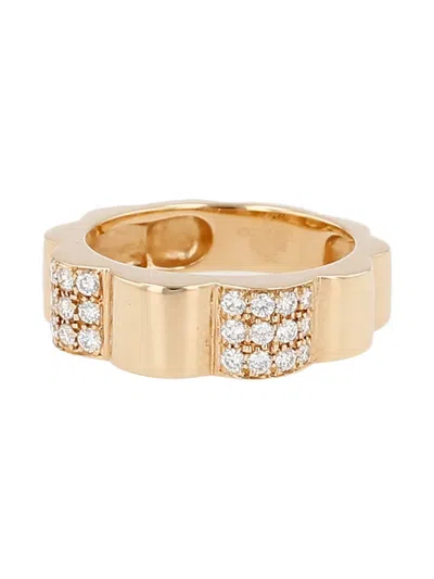 Pre-owned Chanel 2000's Camélia Diamond Yellow Gold Ring