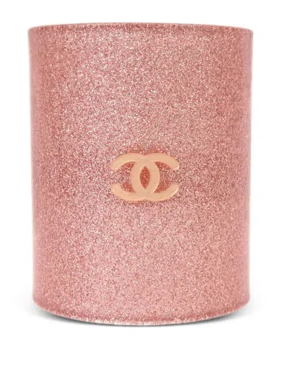 Pre-owned Chanel 2000 Cc Glittered Hair Clip In Silver