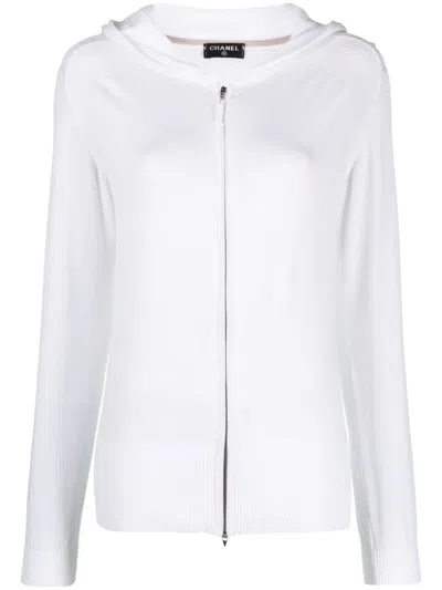 Pre-owned Chanel 2000 Cc-logo Cotton Hoodie In White