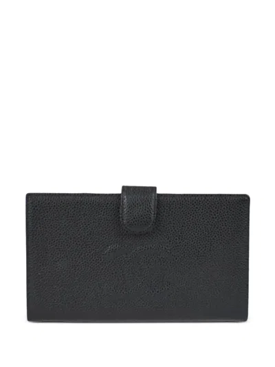 Pre-owned Chanel 2000 Cc Logo-embossed Leather Wallet In Black