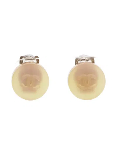 Pre-owned Chanel 2000 Cc Mark Clip-on Earrings In Neutral
