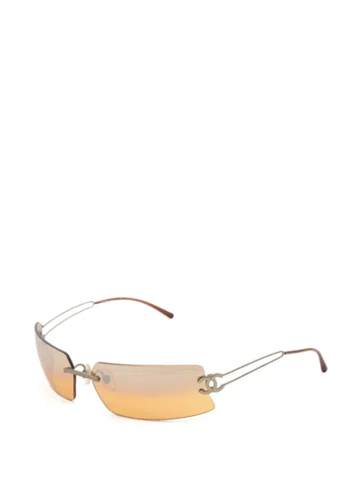 Pre-owned Chanel 2000 Cc-mark Rimless Sunglasses In Brown