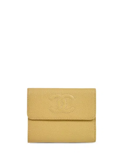 Pre-owned Chanel 2000 Cc Trifold Wallet In Neutrals