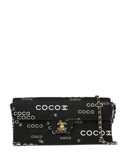 Pre-owned Chanel 2000 Coco East West Choco Bar Shoulder Bag In 黑色