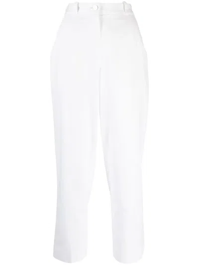 Pre-owned Chanel 2000 Cropped Straight-leg Trousers In White
