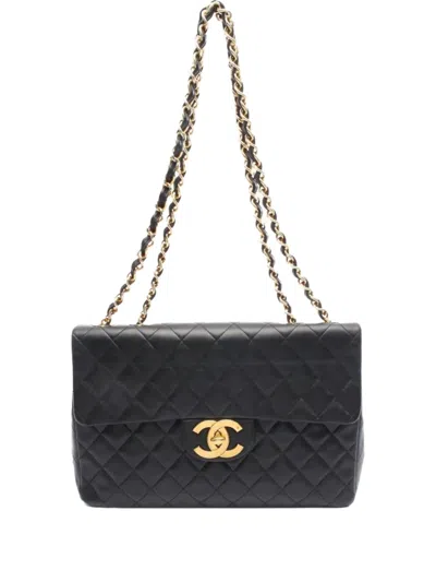 Pre-owned Chanel 2000 Decamatlassé 34 Shoulder Bag In Black