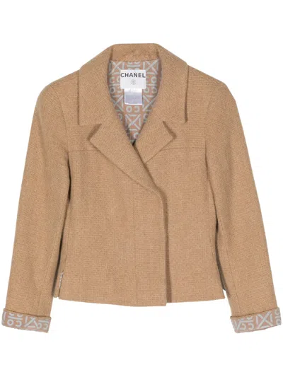 Pre-owned Chanel 2000 Double-breasted Cashmere Blazer In Brown