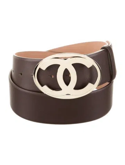 Pre-owned Chanel 2000 Interlocking Cc Logo Belt In Brown