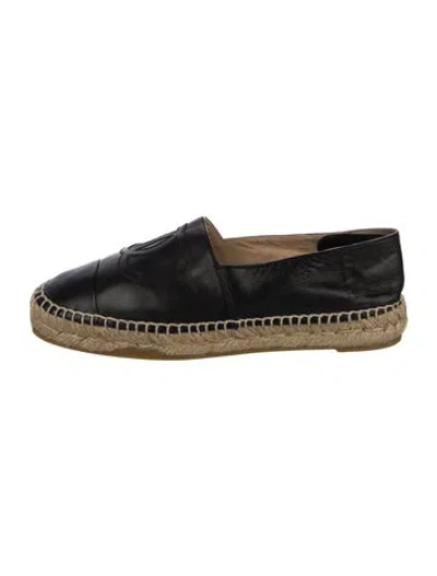 Pre-owned Chanel 2000 Interlocking Cc Logo Espadrilles In Black