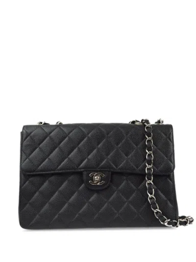 Pre-owned Chanel 2000 Jumbo Classic Flap Shoulder Bag In Black