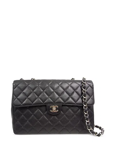 Pre-owned Chanel 2000 Jumbo Classic Flap Shoulder Bag In Black