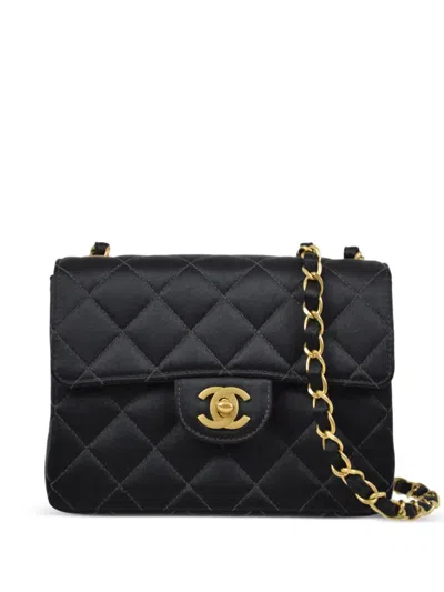 Pre-owned Chanel 2000 Mini Classic Flap Shoulder Bag In Black