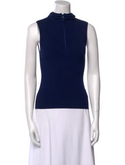 Pre-owned Chanel 2000 Mock Neck Sweatshirt In Blue