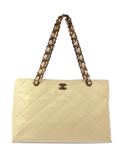 Pre-owned Chanel 2000 Quilted Leather Chain Handbag In Neutral