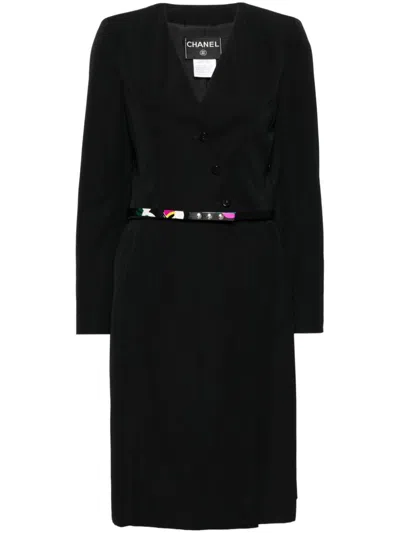 Pre-owned Chanel 2000 Single Breasted Skirt Suit In Black