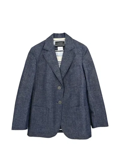 Pre-owned Chanel 2000 Single-breasted Denim Blazer In Blue