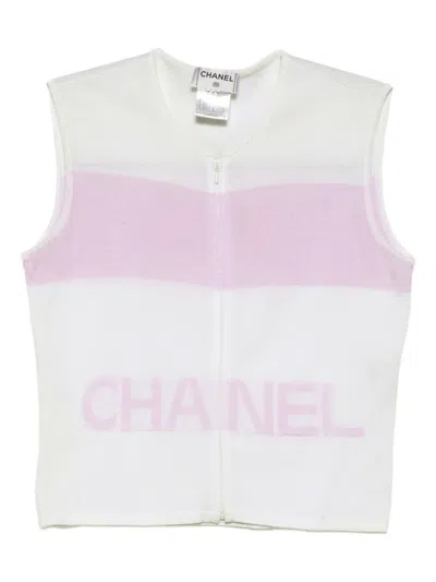 Pre-owned Chanel 2000 Sleeveless Top In White