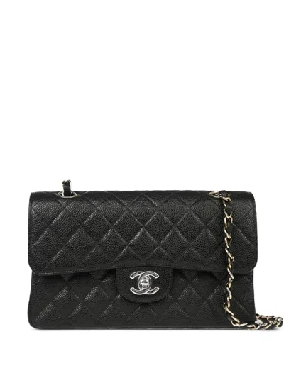 Pre-owned Chanel 2000 Small Classic Double Flap Shoulder Bag In Black
