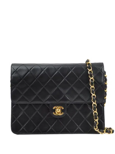 Pre-owned Chanel 2000 Small Half Flap Shoulder Bag In Black