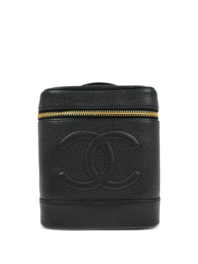 Pre-owned Chanel 2000 Timeless Caviar Vanity Case In Black