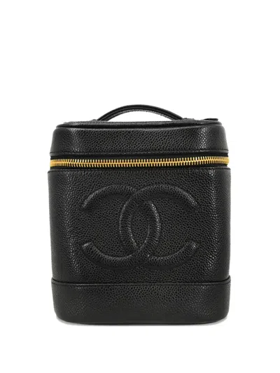 Pre-owned Chanel 2000 Timeless Vanity Handbag In Black
