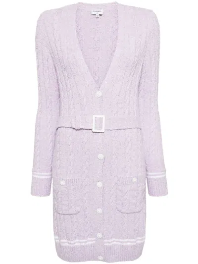 Pre-owned Chanel 2000 V-neck Long Cardigan In Purple