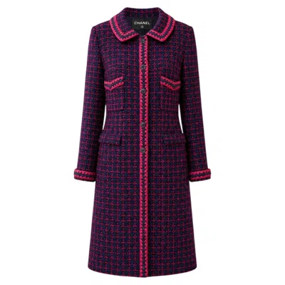 Pre-owned Chanel 2000 Vintage Relic Cc Buttons Tweed Coat 42 Fr In Purple