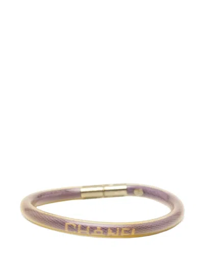 Pre-owned Chanel 2000 Vinyl Plated Sport Line Logo Tube Bracelet Costume Bracelet In Purple