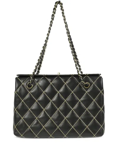 Pre-owned Chanel 2000 Wild Stitch Shoulder Bag In Black