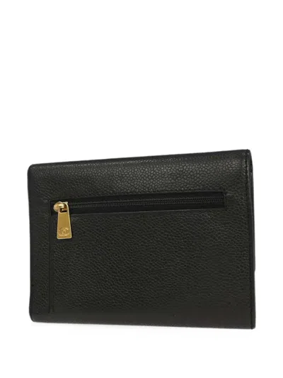Pre-owned Chanel 2000-2001 Cc Trifold Wallet In Black