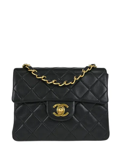Chanel 2000-2001 Mini Classic Square Flap Shoulder Bag In Black