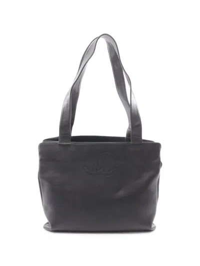 Pre-owned Chanel 2000-2002 Coco Mark Tote Bag In Black