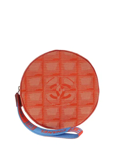 Pre-owned Chanel 2000 Jacquard Clutch In Orange