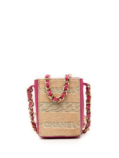 Pre-owned Chanel 2000-2002 Lambskin And Pony Hair Cigarette Case Crossbody Bag In Pink