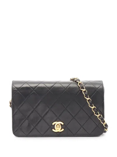 Pre-owned Chanel 2000-2002 Mini Matelassé Turn-lock Shoulder Bag In Black