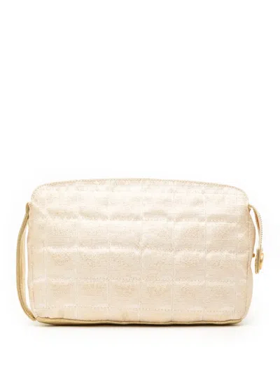 Pre-owned Chanel 2000-2002 New Travel Line Canvas Pouch In Neutral