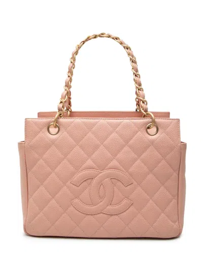Pre-owned Chanel 2000-2002 Petite Caviar Timeless Tote Bag In Pink