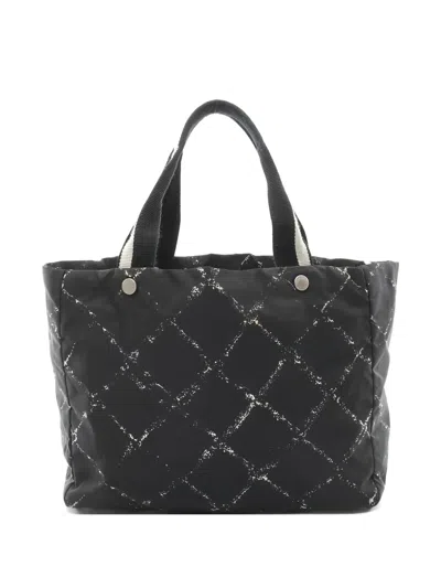 Pre-owned Chanel 2000-2002 Travel Line Tote Bag In Black