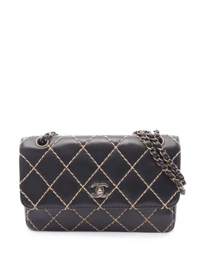 Pre-owned Chanel 2000-2002 Wild Stitch Shoulder Bag In Black