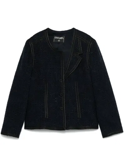 Pre-owned Chanel 2000s Bouclé Jacket In Blue