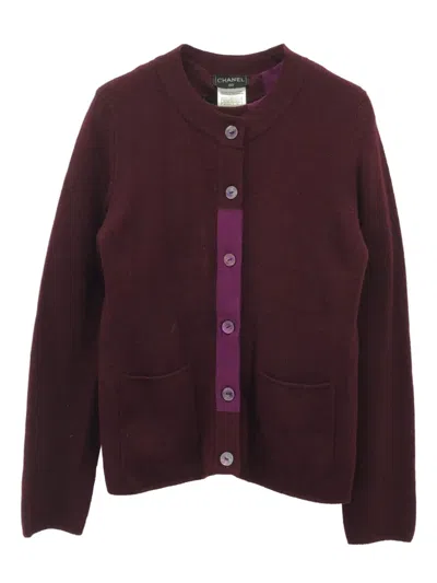 Pre-owned Chanel 2000s Buttoned Cashmere Cardigan In Red