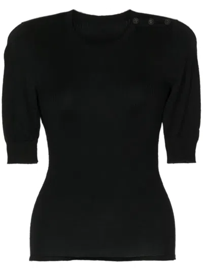 Pre-owned Chanel 2000s Buttoned Cashmere Knitted Top In Black