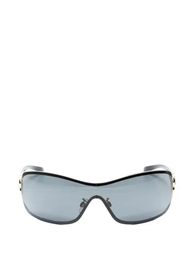 Pre-owned Chanel 2000s Camellia Sunglasses In Gold