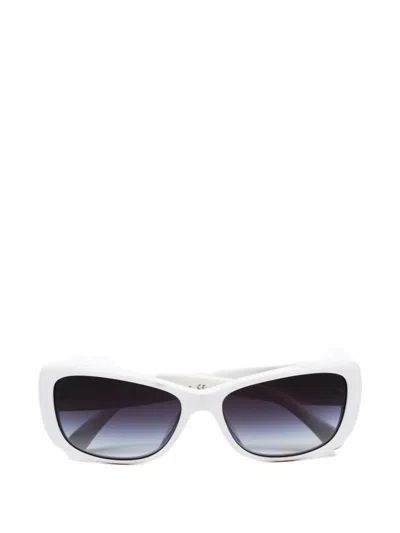Pre-owned Chanel 2000s Camellia Sunglasses In White