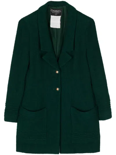 Pre-owned Chanel 2000s Cc Logo-buttons Wool Jacket In Green