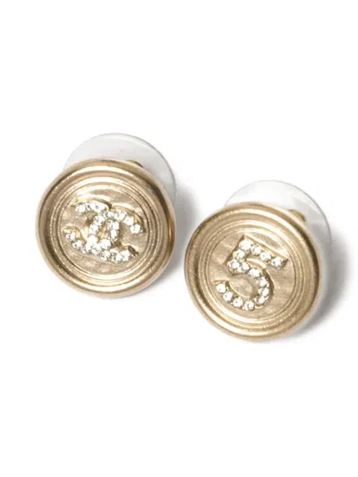 Pre-owned Chanel 2000s Cc-logo Earrings In Gold