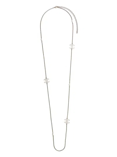 Pre-owned Chanel 2000s Cc-logo Necklace In Silver