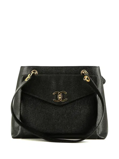 Pre-owned Chanel 2000s Cc Logo Shoulder Bag In Black