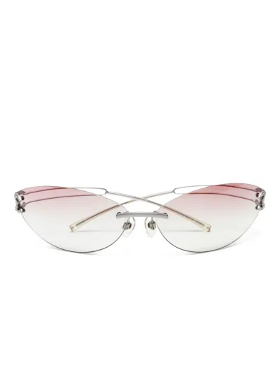 Pre-owned Chanel 2000s Cc Mark Cat-eye Frame Sunglasses In Neutral